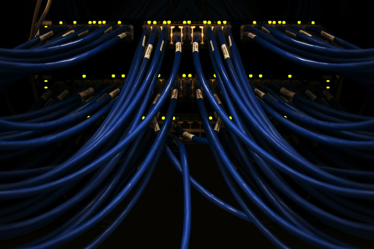 Network cables in a server rack